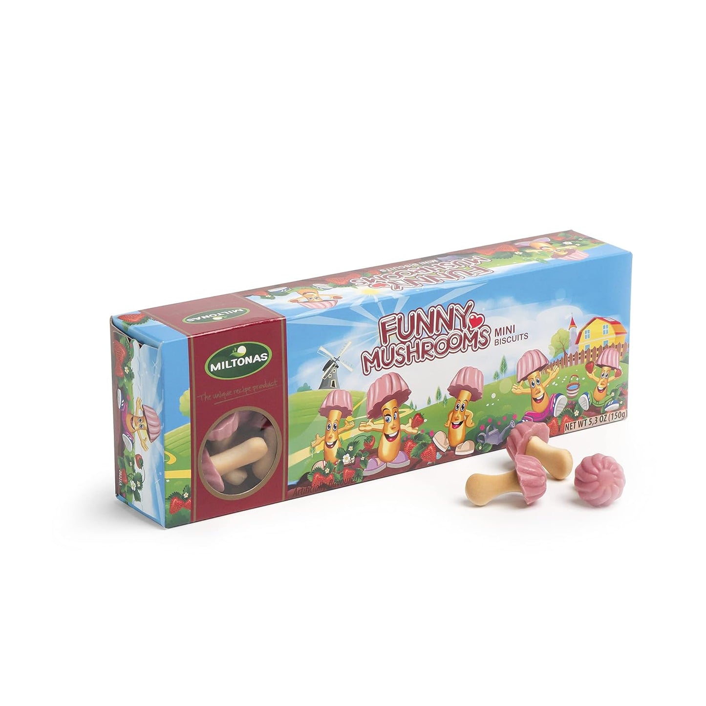 Funny Mushrooms - Kekse mit Erdbeer-Vanille-Geschmack je 100g im 3er Pack