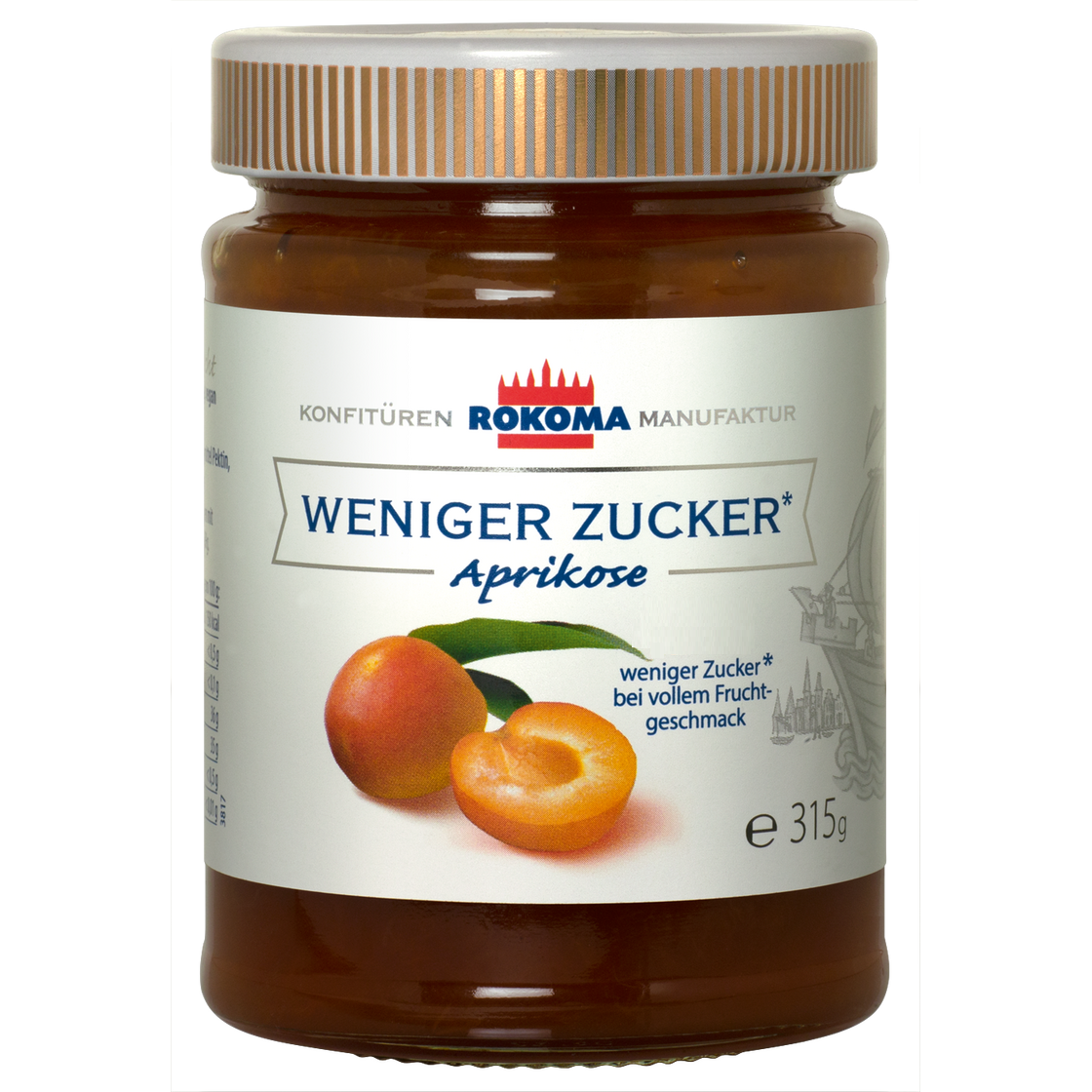 Rokoma Aprikosen-Fruchtaufstrich - weniger Zucker 315g