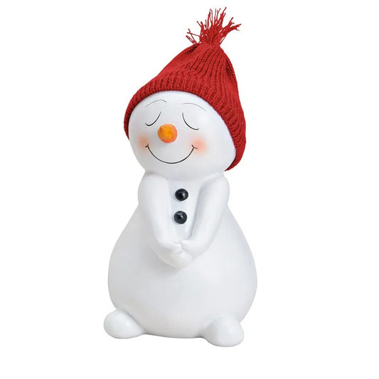 Deko- Schneemann mit roter Strickmütze ca. 19cm