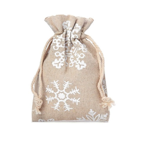 Weihnachtsäckchen aus Leinen und Baumwolle mit Kordel ca. 23cm