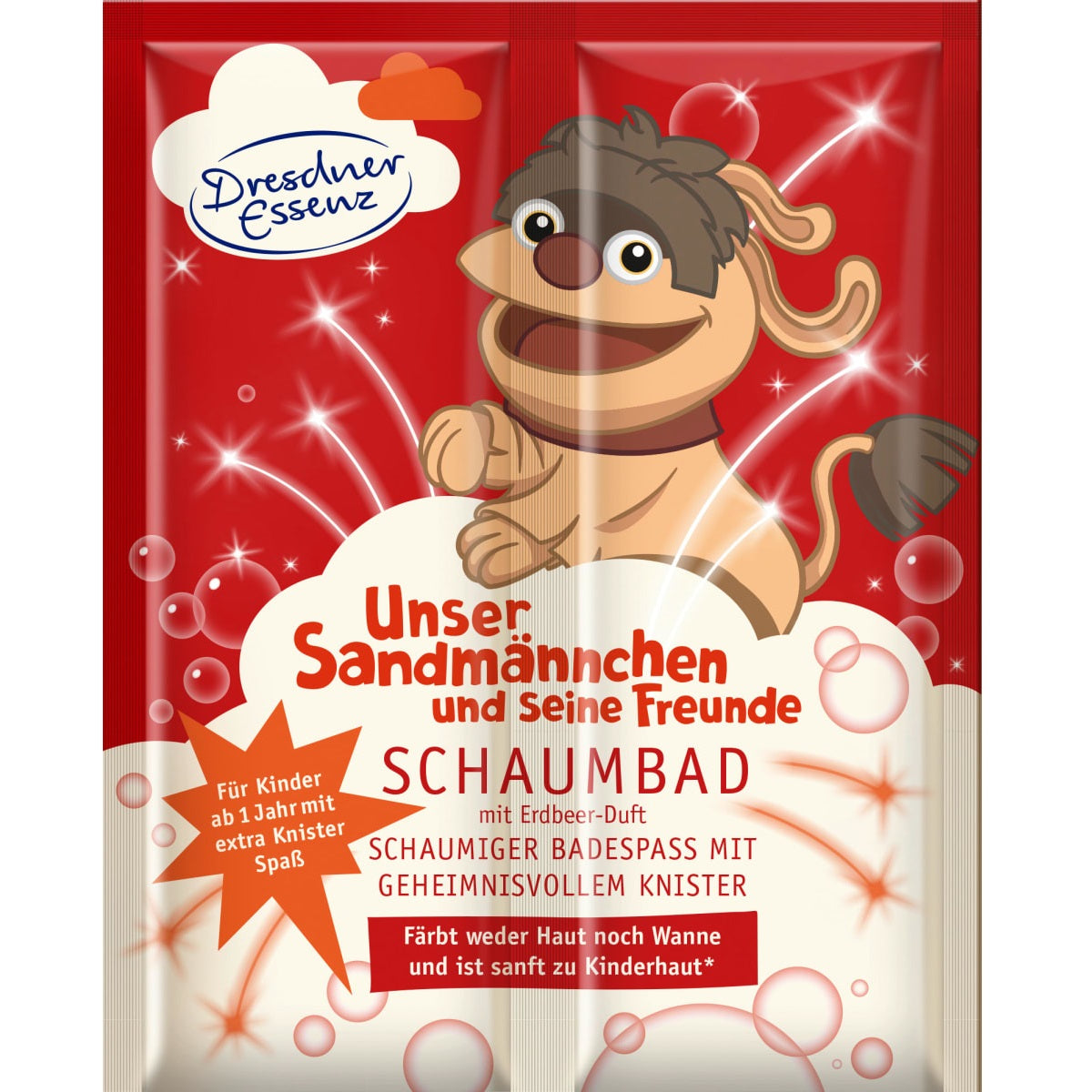 Dresdner Essenz Sandmann Schaum-Bad + Knister Erdbeer - Duft je 30ml + 15g im 3er Pack