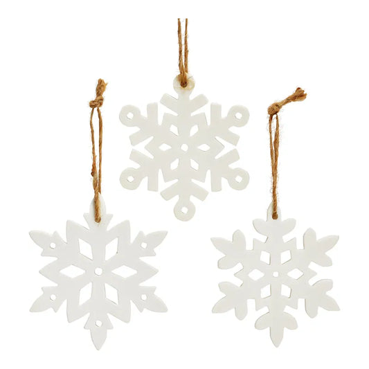 Anhänger Schneeflocke aus Keramik 3er- Set 8cm