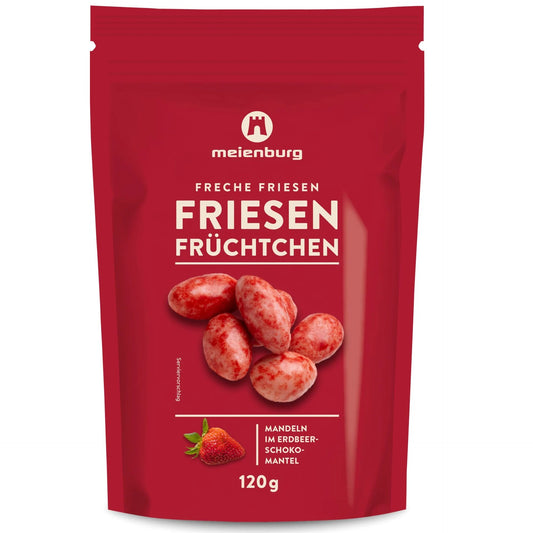 Friesenfrüchtchen Mandeln im Erdbeerschokomantel 4er Pack je 120g