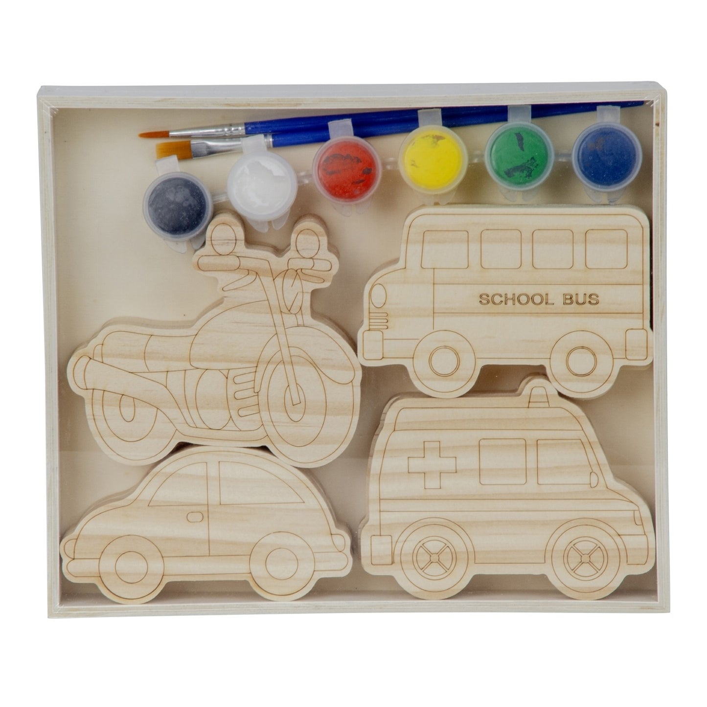 Holzmalset mit Farbe und Pinsel 18x21,5cm