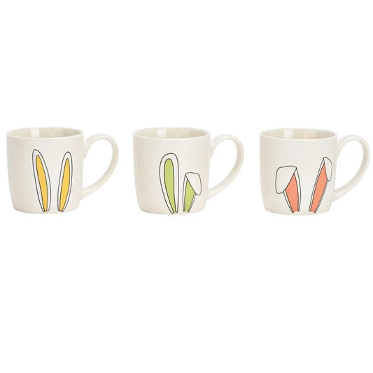 Ostertasse aus Porzellan mit witzigen Hasenaufdruck 12x8x8cm