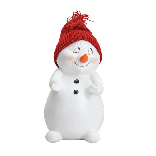 Deko- Schneemann mit roter Strickmütze ca. 19cm