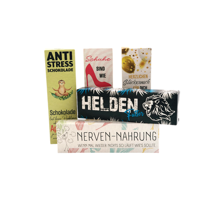 Schoko Herzen im Umkarton mit passendem Spruch- verpackt- je 65g