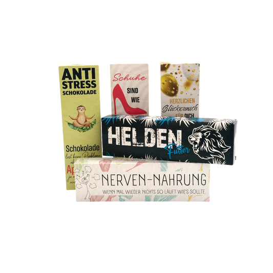 Schoko Herzen im Umkarton mit passendem Spruch- verpackt- je 65g