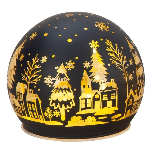 Weihnachtsglaskugel mit LED- Licht schwarz oder weiß 10cm