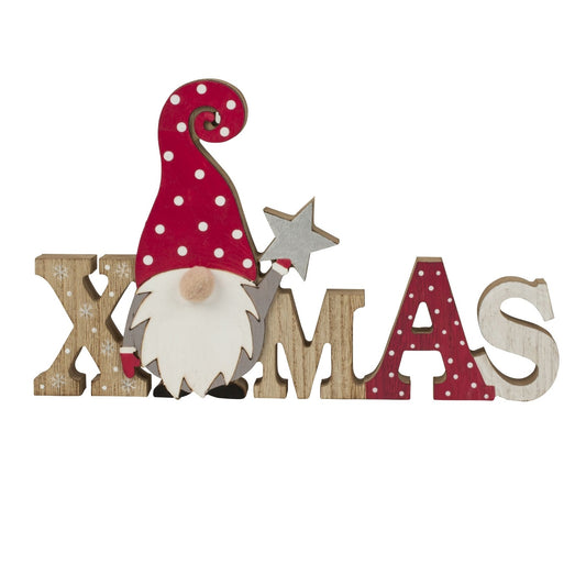 Deko Schriftzug X-Mas mit Wichtel ca. 28cm
