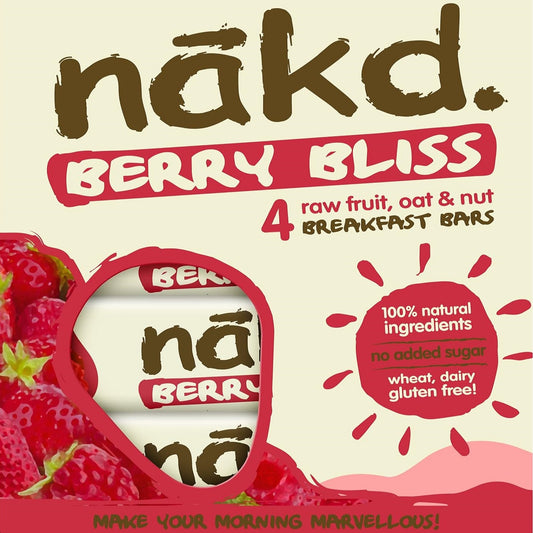 nakd Fruit & Nut Frühstücksriegel Berry Bliss je 30g im 4er Pack