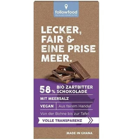 followfood Vegane Bio Zartbitterschokolade mit Meersalz 80g