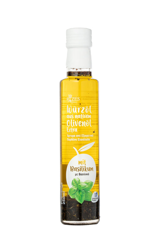 Würzöl aus nativem Olivenöl mit Basilikum 250ml